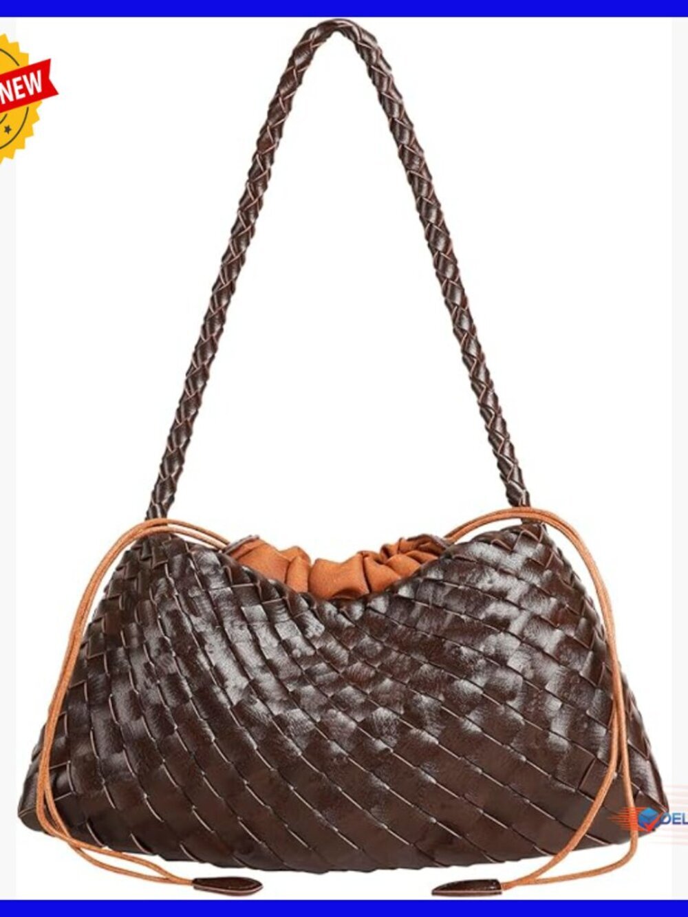 Vegan Leather Woven Hobo Tote Shoulder Bag Small Size Handcrafted - Picture 1 of 7